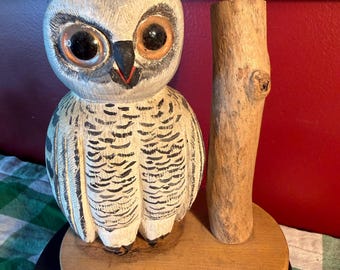 Vintage Snowy Owl Decoy by Ed Klass, Hand Carved & Hand Painted