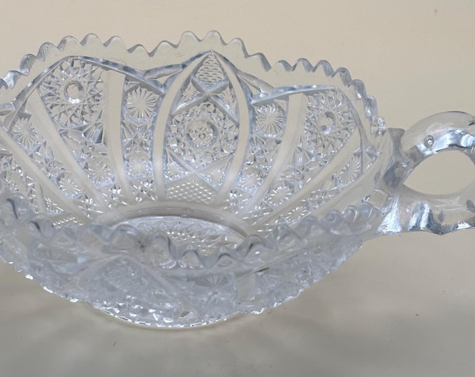 Antique American Brilliant Crystal Cut Wide Nut or Candy Dish Serving Tray Lover Antiques and Vintage
