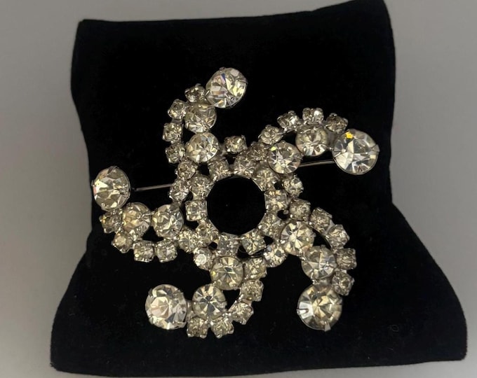 Amber Rhinestone Bee Pin, Enamel Honey Bee Beetle Brooch, Vintage Crystal Elegant Jewelry