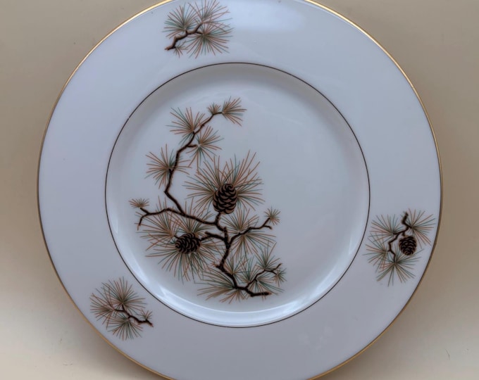 Vintage Lenox Pine Dinner Plate, Bone China, Pine Cones and Needles, Lover Antiques and Vintage