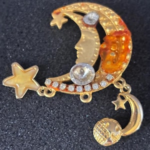 Vintage Celestial Moon Brooch Pin by Bonetto Jewelry Lover Antiques and Vintage