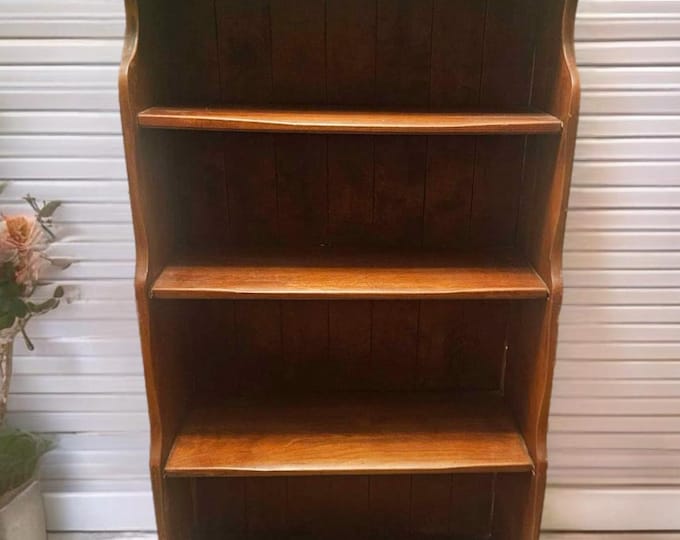 Vintage Cushman Colonial Rustic Wood Bookcase 48" | Open Shelving, Collectible Furniture, Antique Rustic Storage Unit