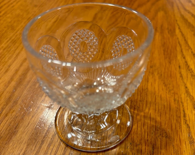 Vintage Gillinter Glass Cup or Mini Compote Dish with Buckle Open Design Lover Antiques and Vintage
