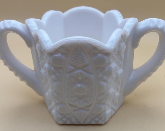 Vintage Rotec White Milk Glass Sugar Bowl Lover Antiques and Vintage