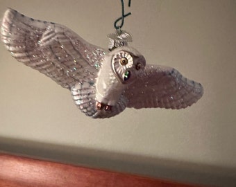 Vintage Glass Flying Owl, Owl in Flight Ornament, Owl Christmas Holiday, Lover Antiques and Vintage