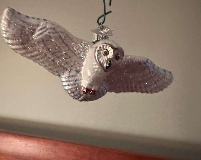 Vintage Glass Flying Owl, Owl in Flight Ornament, Owl Christmas Holiday, Lover Antiques and Vintage