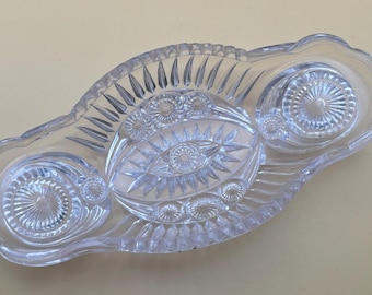 Antique American Brilliant Crystal Cut Wide Nut or Candy Dish Serving Tray Lover Antiques and Vintage