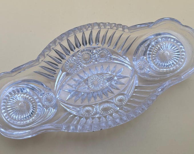 Antique American Brilliant Crystal Cut Wide Nut or Candy Dish Serving Tray Lover Antiques and Vintage