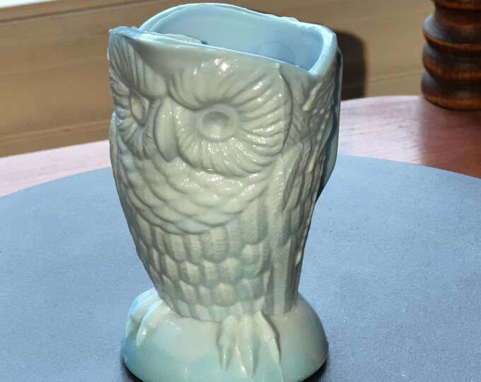 Antique EAPG Owl Blue Glass Toothpick Holder, Blue Owl Art Glass, Owl Toothpick Holder, Vintage Container, Lover Antiques and Vintage