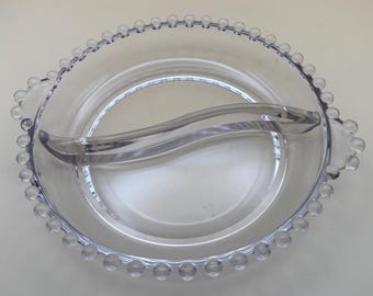 Antique Candlewick Beaded Divided 2 Part Relish Glass Bowl Divided Glass Dish Lover Antiques and Vintage