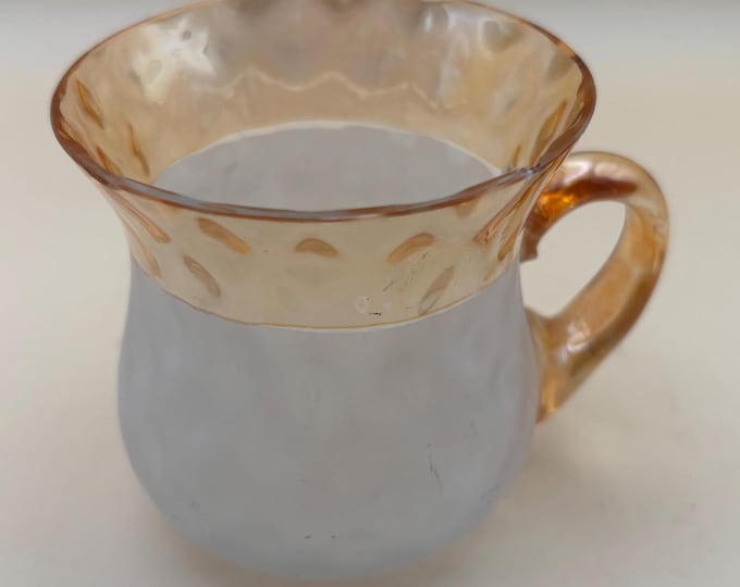 Victorian Pomona Glass Creamer by New England Glass Co Frosted Amber Stained Rim and Handle Lover Antiques and Vintage