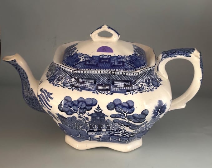 Antique Buffalo Teapot with Lid Blue & White Lover Antiques and Vintage