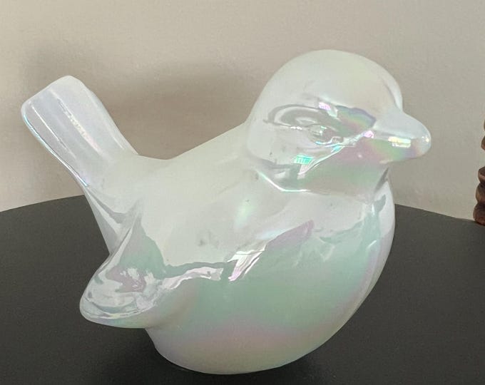 Vintage Fenton Opalescent Glass Bird Milk Glass Love Bird Figurine Animal Glass Art Lover Antiques and Vintage