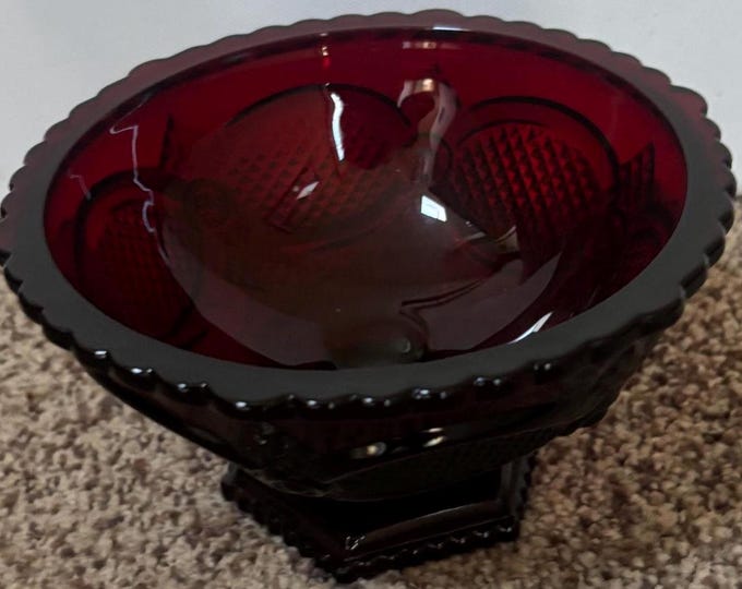 Avon Cape Cod Candy Dish Bowl Ruby Red Glass Lover Antiques and Vintage