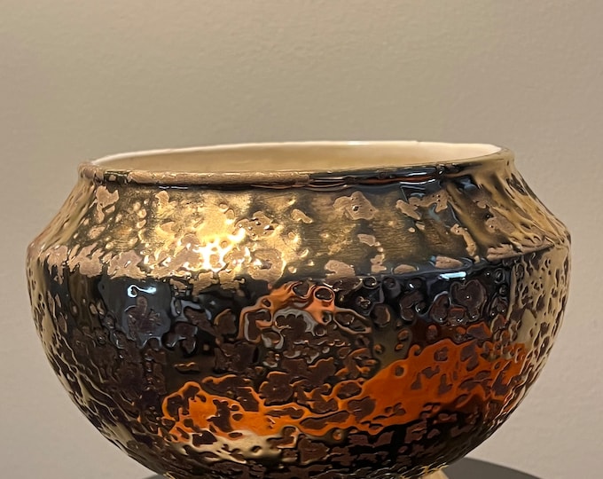 Vintage McCoy Weeping Gold 24K Vase, Golden Pottery Home Decor, Lover Antiques and Vintage