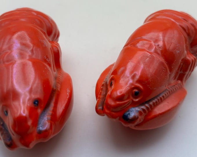 Vintage Lobster Claw Salt & Pepper Shakers Ceramic Hand Painted by Holland Lover Antiques and Vintage