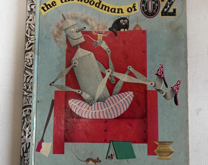 Vintage The Tin Woodman of Oz Little Golden Book Wizard of Oz Illustrated Picture Book Lover Antiques and Vintage