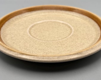Vintage Mikasa Saucer Plate Stone Manor Stoneware F5800 Tan Speckle With Brown Trim Lover Antiques and Vintage