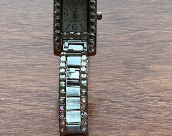 Vintage Rhinestones & Silver Sparkly Quartz Watch