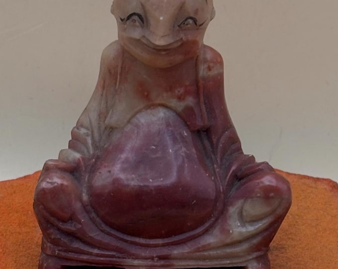 Antique Laughing Buddha Carved Soapstone Figurine Fathers Day Gifts Lover Antiques and Vintage