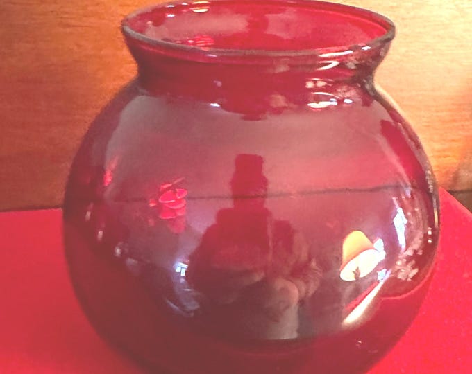 Vintage Ruby Red Vase, Red Glass Art Mini Vase, Lover Antiques and Vintage