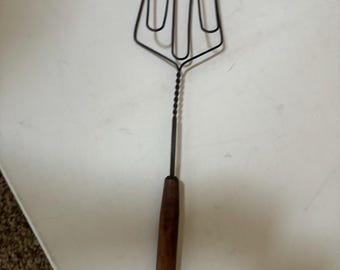 Antique Hot Dog Roller Cooker Wire with Wood Handle Primitive Grill Tool Lover Antiques and Vintage