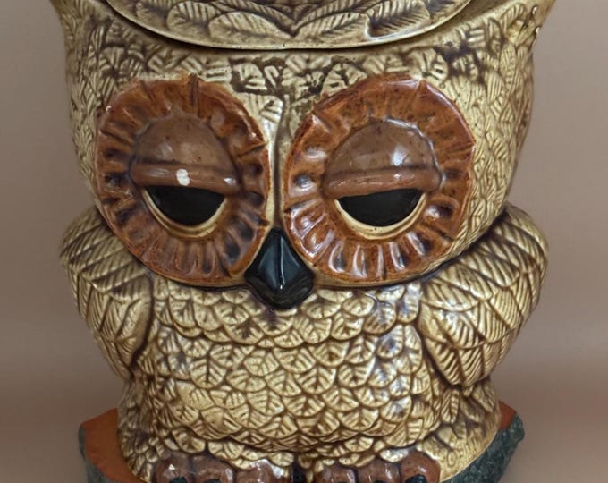 Vintage Ceramic Owl Cookie Jar with Lid Lover Antiques and Vintage