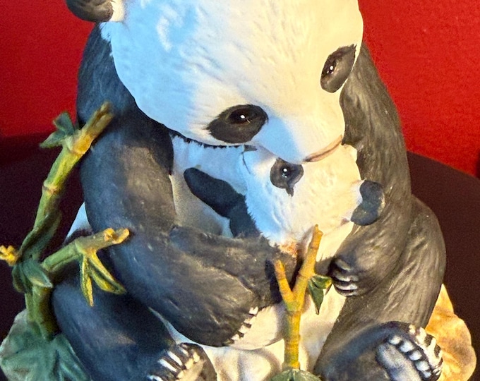 Vintage Homco Masterpiece Porcelain Panda Bear Mother and Cub Figurine Collectible