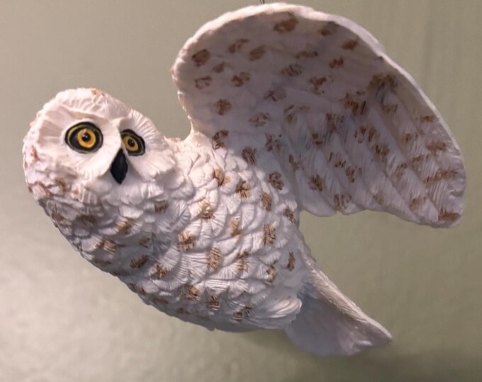 Vintage Flying Owl Ceramic Snowy Owl in Flight Ornament Gift For Her Lover Antiques and Vintage