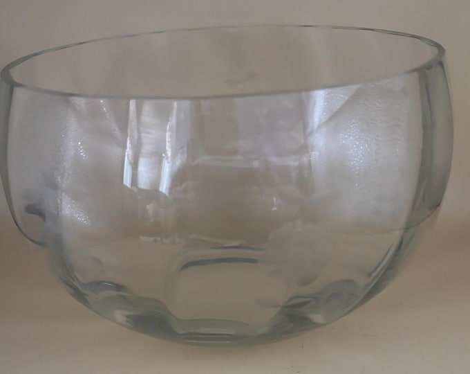 Vintage Crystal Glass Salad Bowl with Flower Etching Lover Antiques and Vintage