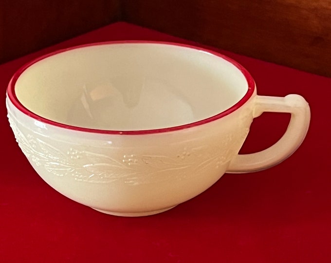 Vintage Uranium Glass Tea Cup by McKee Glass Children’s Tea Set Laurel Red Trim Lover Antiques and Vintage