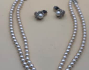 Vintage Double Strand Pearl Necklace from Japan Multi Layered Stone Choker Necklace Lover Antiques and Vintage