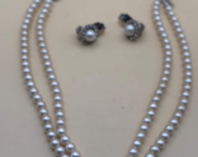 Vintage Double Strand Pearl Necklace from Japan Multi Layered Stone Choker Necklace Lover Antiques and Vintage