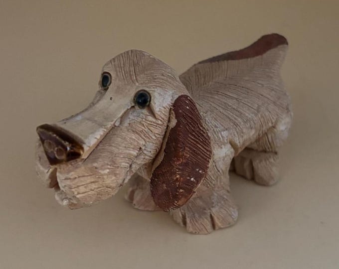 Vintage Brown Basset Hound Dog Hand Painted Figurine Animal Figure Lover Antiques and Vintage