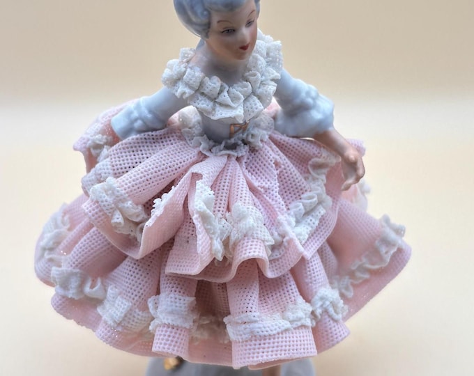 Vintage Dresden Dancer Porcelain Lace Woman Figurine Made in West Germany Dancer Girl Figurine Lover Antiques and Vintage