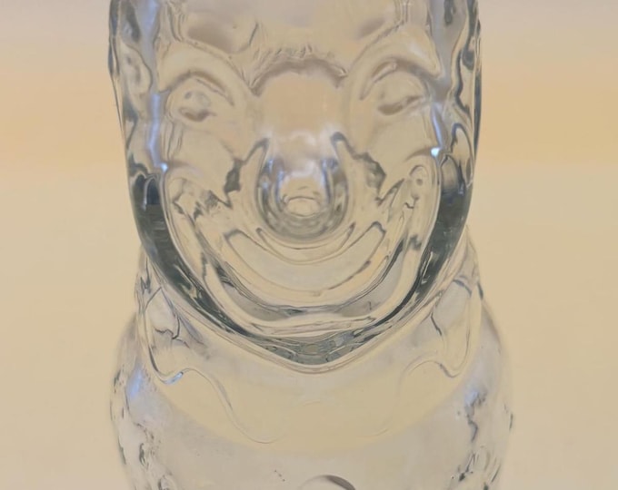 Vintage Flint Bo-Bo the Clown Figural Children’s Medicine Bottle Brockway Glass Company Never Used Lover Antiques and Vintage
