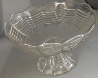 Vintage Anchor Hocking Glass Compote with Scalloped Draped Design Lover Antiques and Vintage