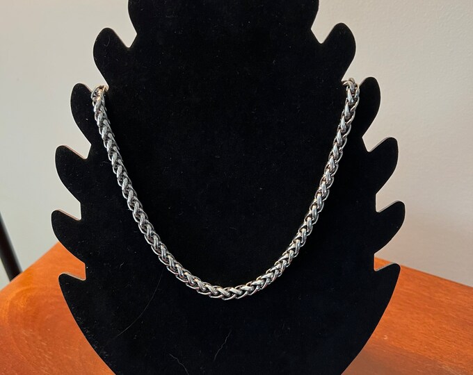 Vintage Solid Necklace 8 3/4 long jewelry in silver stainless steel