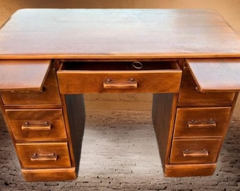 Cushman Colonial Creations Bank Drawer Desk No. 5-12, Cushman Vanity, Lover Antiques and Vintage