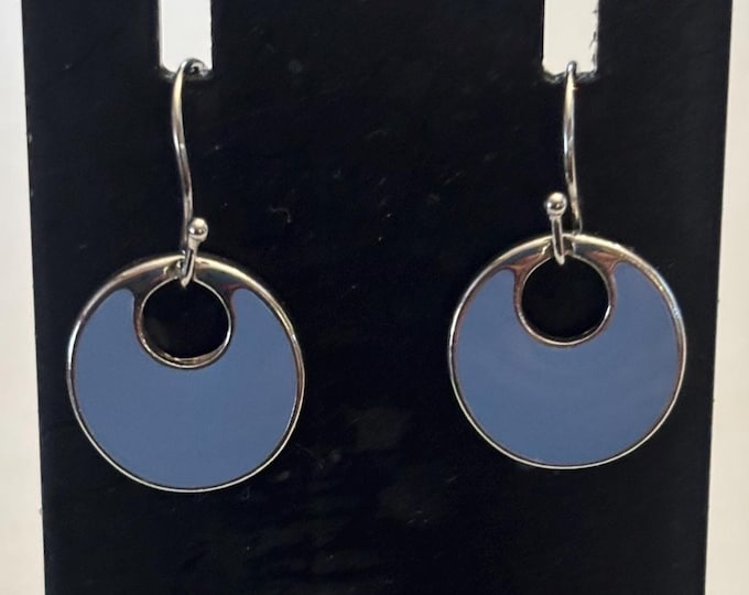 Vintage Blue Enamel & Sterling Silver Earrings Gift For Her by RLM Lover Antiques and Vintage