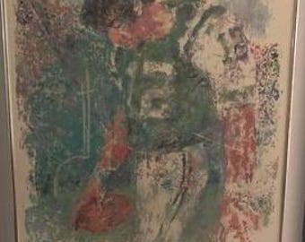 Vintage Joe Namath Original Print by LeRoy Neiman Framed Lithograph New York Jets Pop Art Large Print Artwork Lover Antiques and Vintage