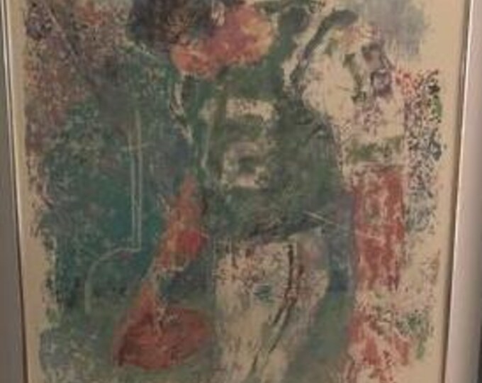 Vintage Joe Namath Original Print by LeRoy Neiman Framed Lithograph New York Jets Pop Art Large Print Artwork Lover Antiques and Vintage