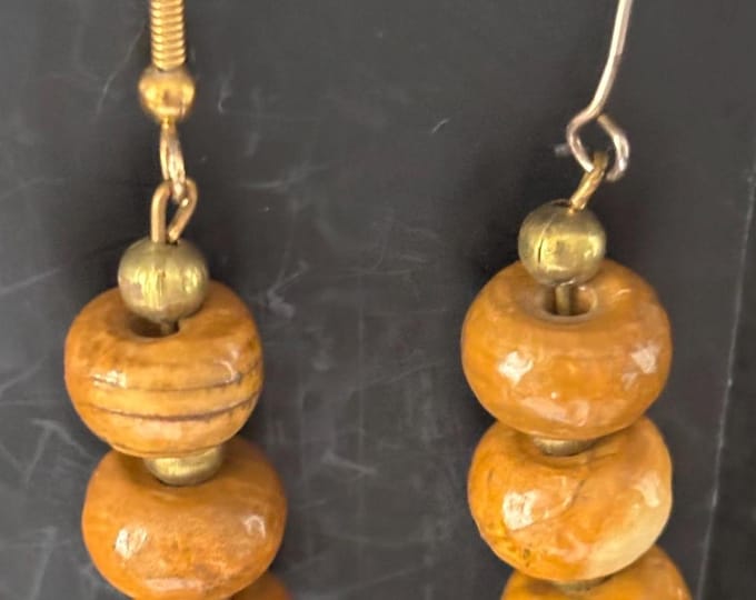 Vintage Wood Bead Earrings Lover Antiques and Vintage