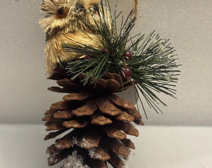 Vintage Owl Pinecone Craft Ornament Gift For Her Lover Antiques and Vintage