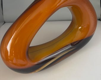 Mid Century Orange & Black Vase Sculpture