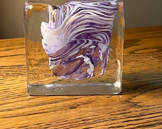 Vintage Purple & White Swirl Glass Pen Holder by Bristow Studio Glass Made in USA Home Decor Lover Antiques and Vintage