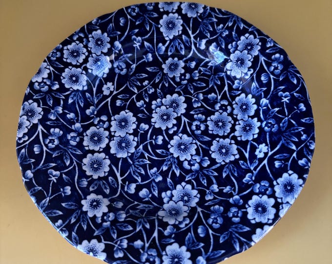 Vintage CALICO Blue Flower Bread and Butter Plates Royal Crownford Ironstone England Blue and White Floral Transferware Lover Antiques