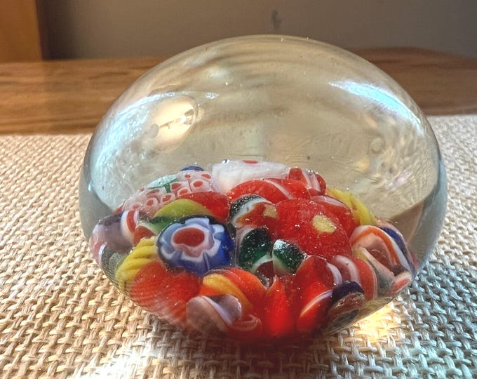 Vintage Murano Style Millefiori Glass Art Glass Paperweight Floral Lover Antiques and Vintage