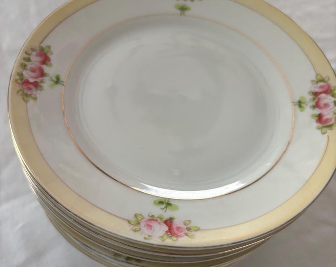 Vintage Nippon Hand Painted Porcelain Plates Set of 12 Never Used Lover Antiques and Vintage