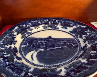 Vintage Flow Blue Plate: WM Adams Congressional Library, England